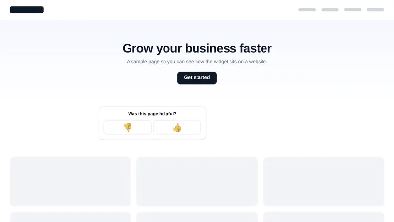 Inline "Was this helpful?" emoji feedback widget on a sample website page